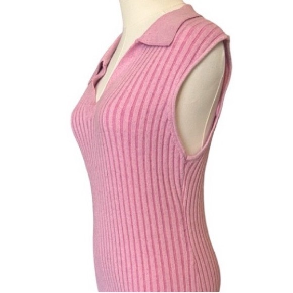 Steve Madden Ribbed Pink Midi Sleeveless Sweater Dress Large - Picture 2 of 13